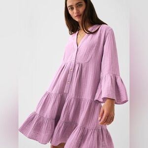Faherty Lilac Tiered Dress